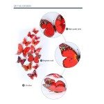 3D double butterflies with magnet, house or event decorations, set of 12 pieces, red color, A15